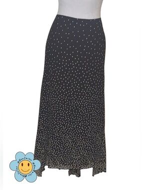 Apostrophe ~ Black w/ Tan Dots ~ Maxi Skirt ~ Dots Gradually Increase Down Skirt